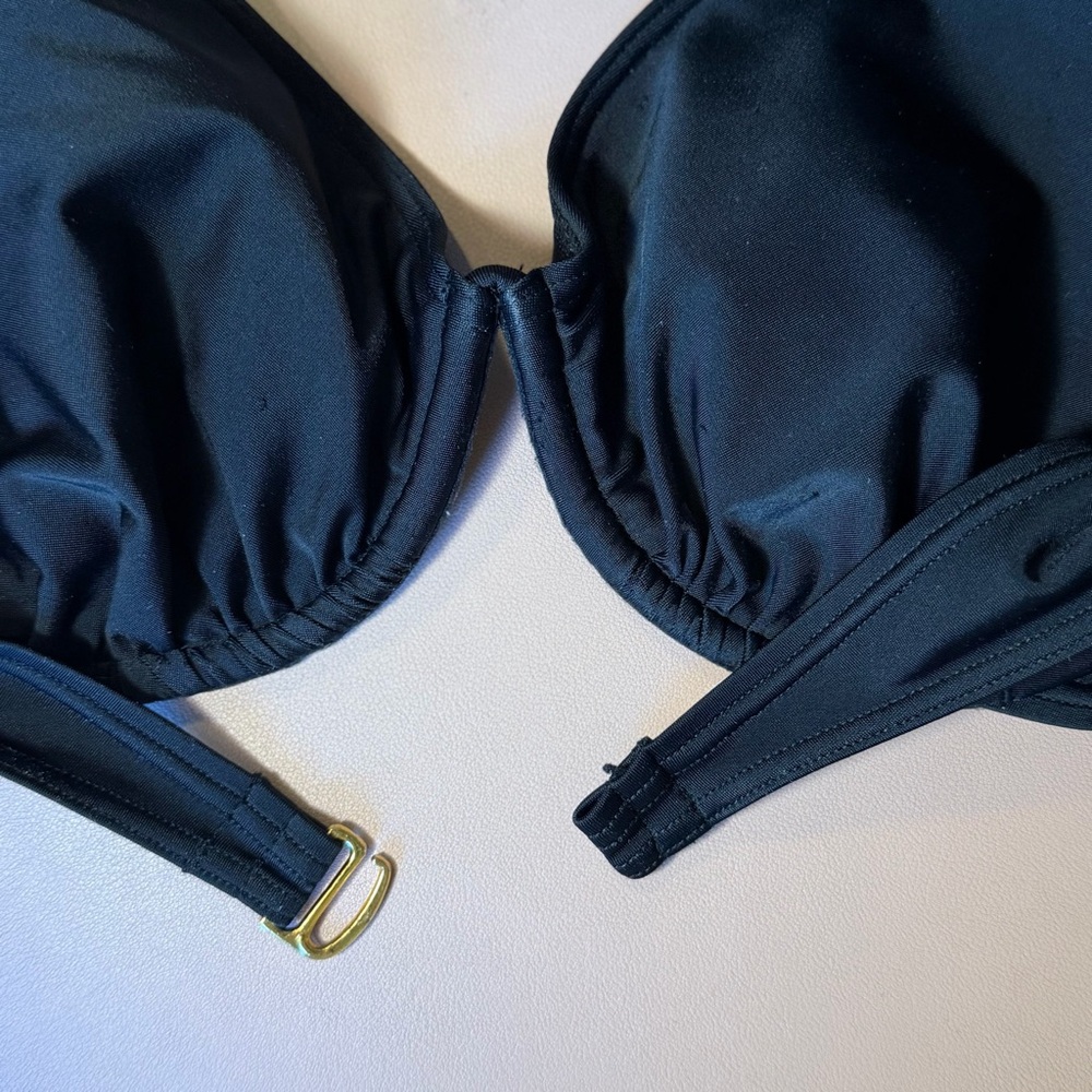 Victoria's Secret Black Halter Bikini Top 36D Underwire Swim Top Adjustable - Picture 5 of 9